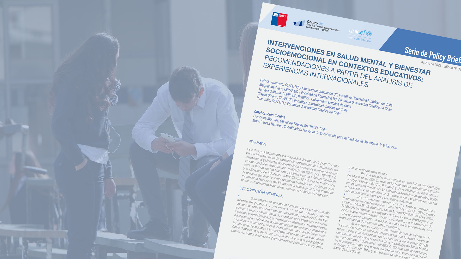 Nuevo Policy Brief: Intervenciones en salud mental y bienestar socioemocional en contextos educativos